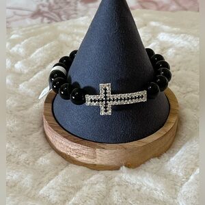 🆕 Agate Stipe Onyx bracelet, 10mm beads